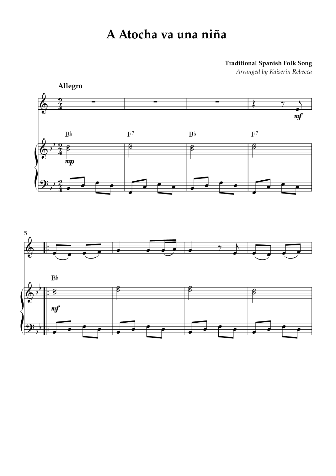 A Atocha va una niña (arr. Kaiserin Rebecca)