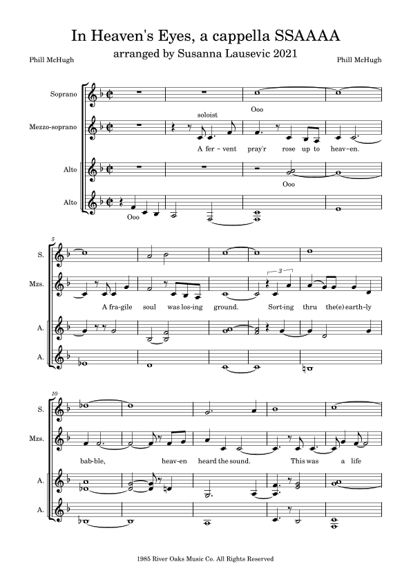 In Heaven's Eyes (arr. Susanna Lausevic)