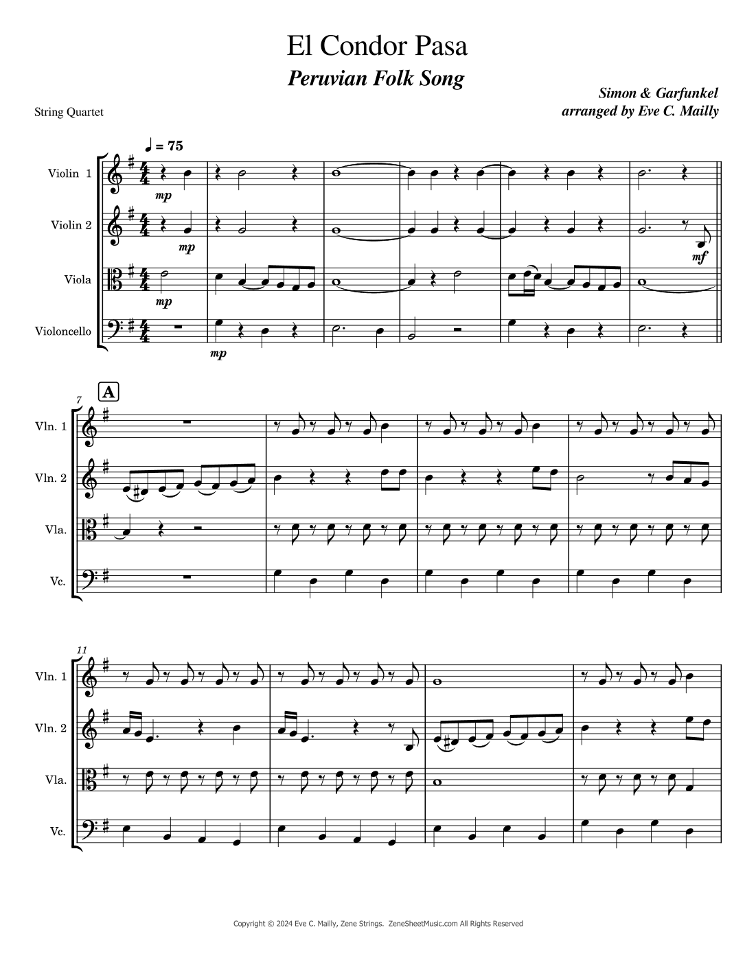 El Cóndor Pasa (arr. Eve C. Mailly - Zene Strings)
