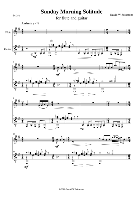 Sunday Morning Solitude for flute and guitar