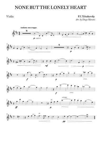 "None but the Lonely Heart" for Violin and Piano (arr. Diego Marani)