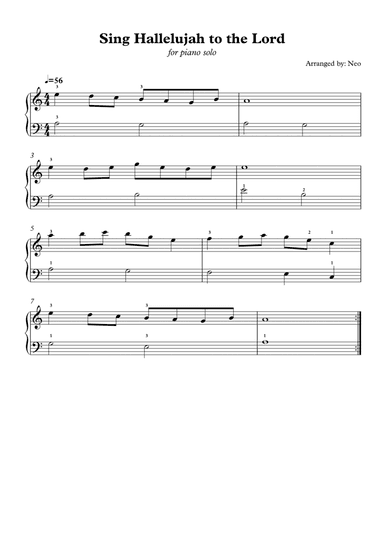 Sing Hallelujah to the Lord  ( for piano solo ) (arr. Neo)
