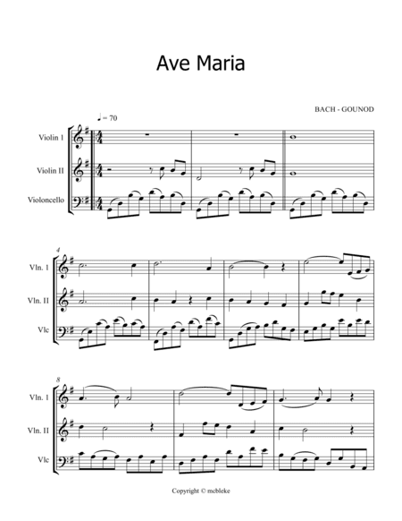 AVE MARIA - BACH/GOUNOD ( string trio - 2 violins and cello ) (arr. Martyna Bleke)