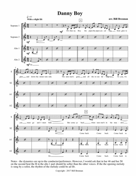 Danny Boy - SSAA - 2017 Choral Contest Entry (arr. Bill Brennan)
