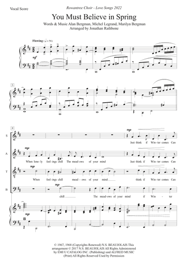 You Must Believe In Spring (arr. Jonathan Rathbone)