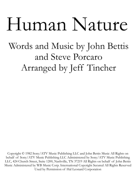 Human Nature (arr. Jeff Tincher)