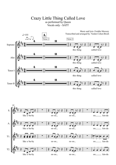 Crazy Little Thing Called Love (arr. Yarden Cohen-Brosh)