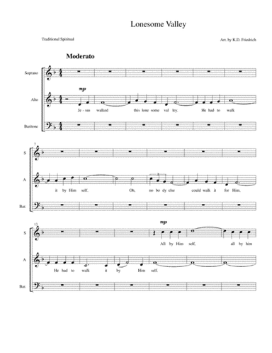 Lonesome Valley (arr. Kenneth D. Friedrich)