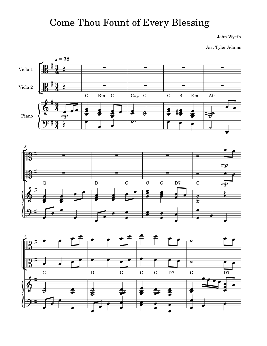 Come Thou Fount of Every Blessing (Viola Duet) (arr. Tyler Adams)