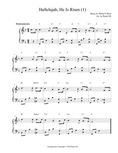 [Hallelujah, He is Risen] Favorite hymns arrangements with 3 levels of difficulties for beginner and (arr. Rumi Oh)