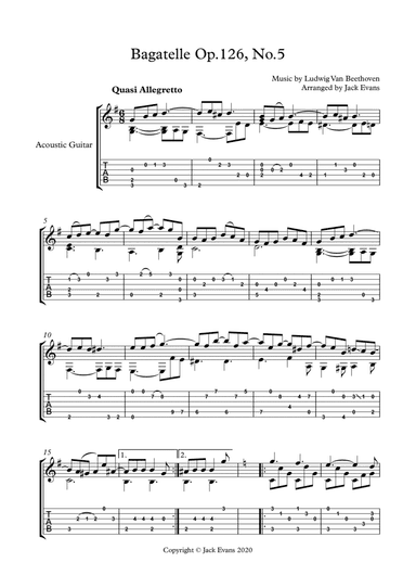 Beethoven Bagatelle op.126 no.5 - solo guitar (arr. Jack Evans)
