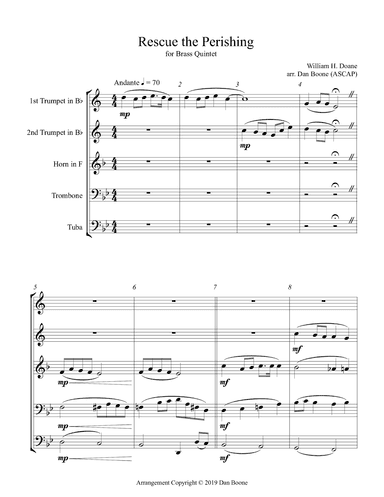 Rescue the Perishing (for Brass Quintet) (arr. Dan Boone (ASCAP))