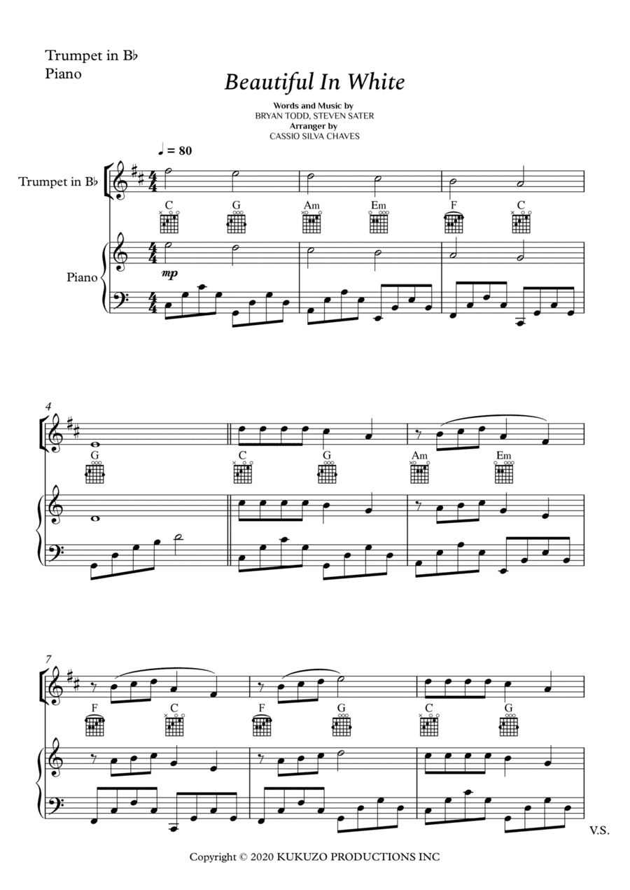 Beautiful In White (arr. Cássio Silva Chaves)