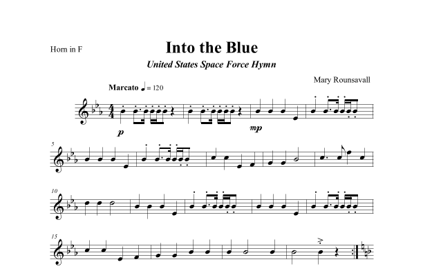 US SPACE FORCE HYMN (Into the Blue) FRENCH HORN PART