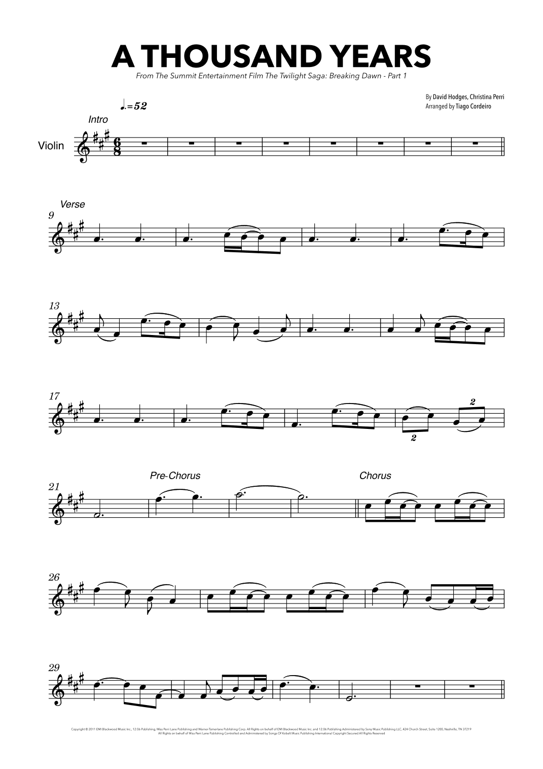 A Thousand Years (arr. Tiago Cordeiro)