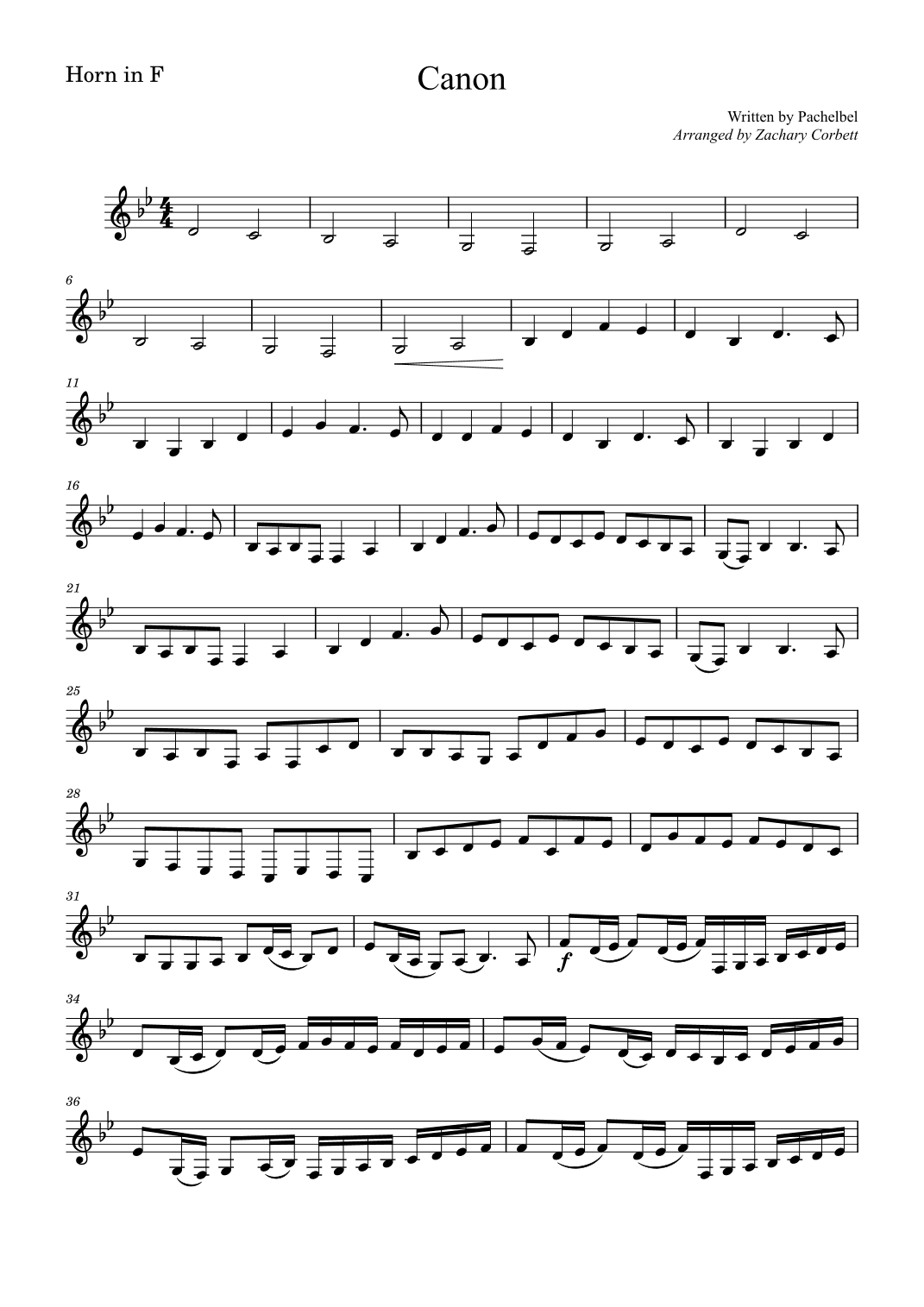 Canon (arr. Zachary Corbett)