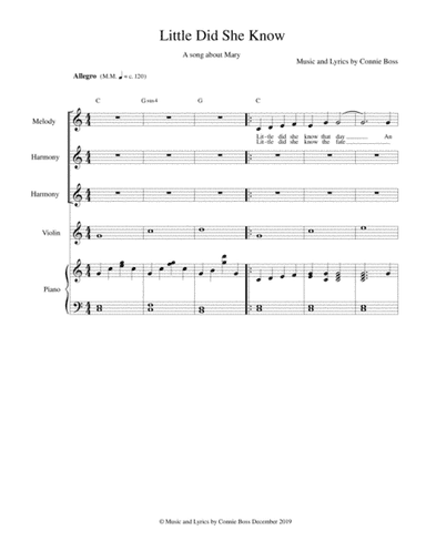 Little Did She Know - Mary - violin, vocal trio and piano