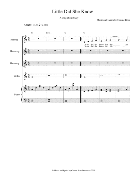 Little Did She Know - Mary - violin, vocal trio and piano