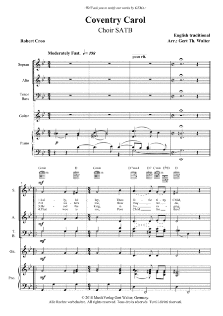 Coventry Carol (arr. Gert Th. Walter)