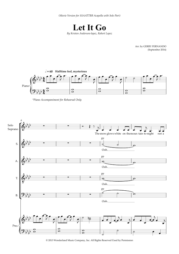 Let It Go (demi Lovato Version) (arr. Gerry Fernando)
