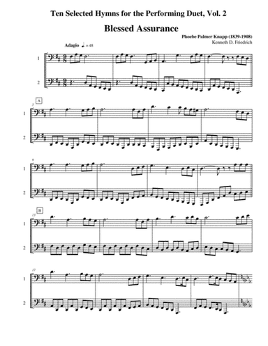 Ten Selected Hymns for the Performing Duet, Vol. 2 - trombone (euphonium) and bass trombone (tuba) (arr. Kenneth D. Friedrich)