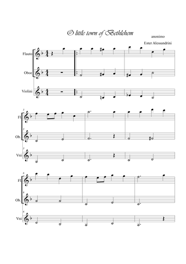 O little town in Bethelehem. Flute, oboe and violin trio (arr. Ester Alessandrini)