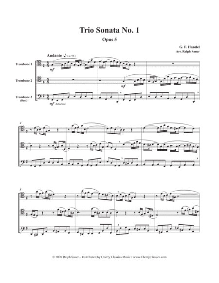 Trio Sonata No. 1 Opus 5 for Trombone Trio (arr. Ralph Sauer)