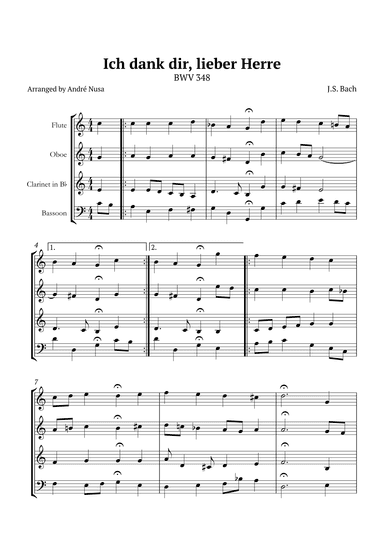 Ich dank dir, lieber Herre BWV 348 (arr. André Nusa)