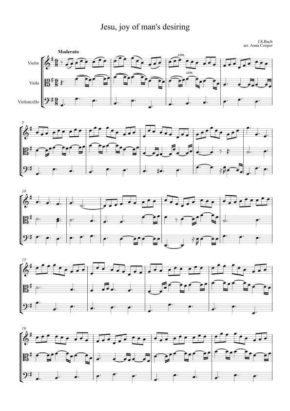 Jesu, joy of man's desiring (arr. Anna Cooper)