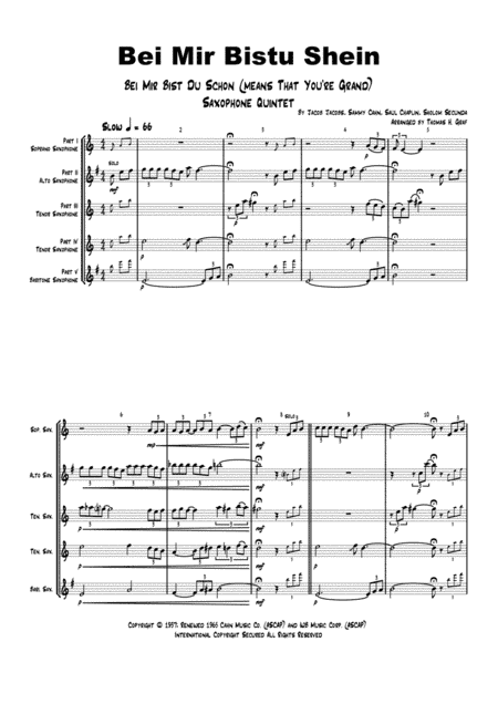 Bei Mir Bist Du Schon (means That You're Grand) (arr. Thomas H. Graf)