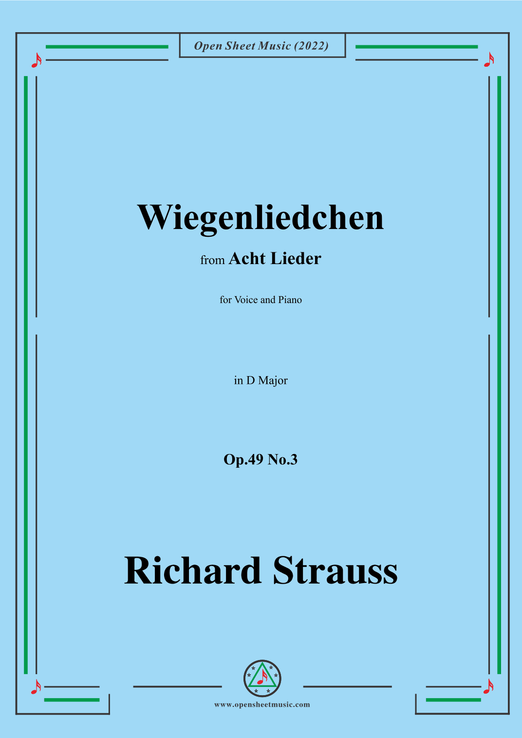 Richard Strauss-Wiegenliedchen,in D Major (arr. OSM Press)