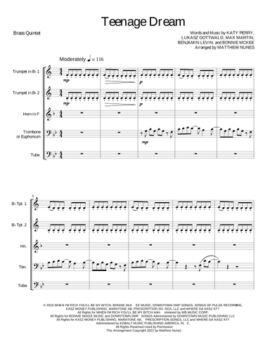 Teenage Dream (arr. Matthew Nunes)