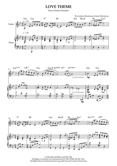 Love Theme (tema D'amore) (arr. Karen Gueiros)