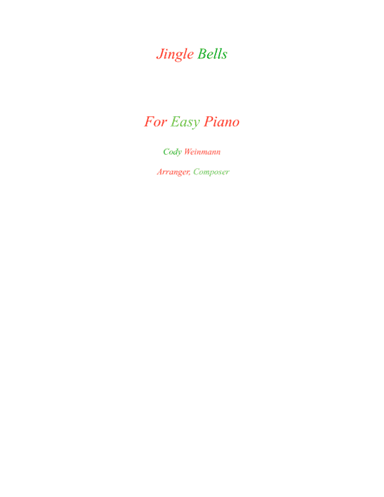 Jingle Bells For Easy Piano (arr. Cody Weinmann)