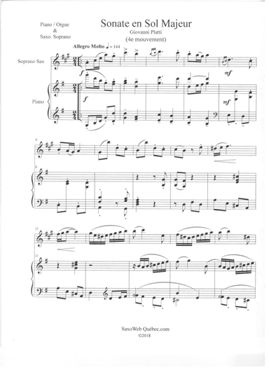 Sonate en Sol Majeur (4e mouvement) (arr. D. Gagnon)