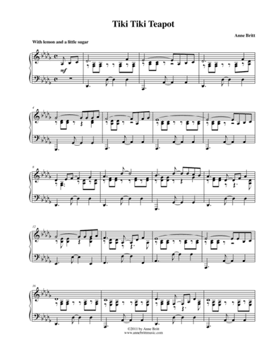 Tiki Tiki Teapot (calypso remix of "I'm a Little Teapot") - advanced intermediate version (arr. Anne Britt)