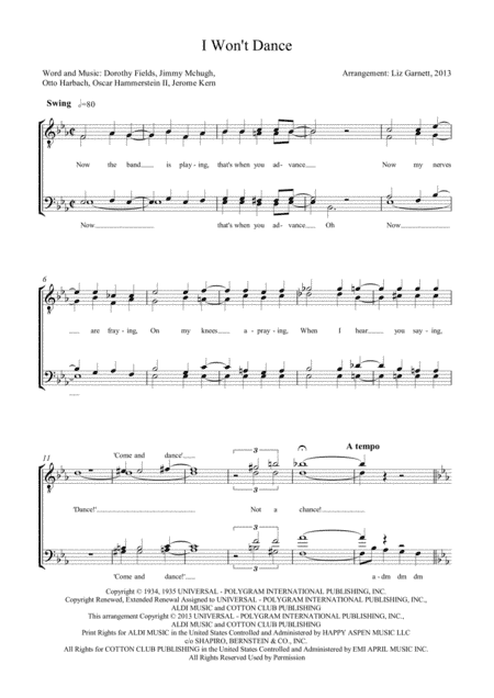 I Won't Dance (arr. Liz Garnett)