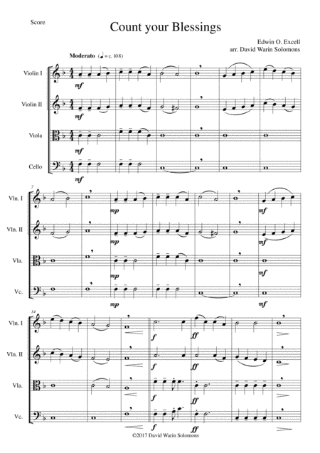 Count your blessings for string quartet (arr. David Warin Solomons)