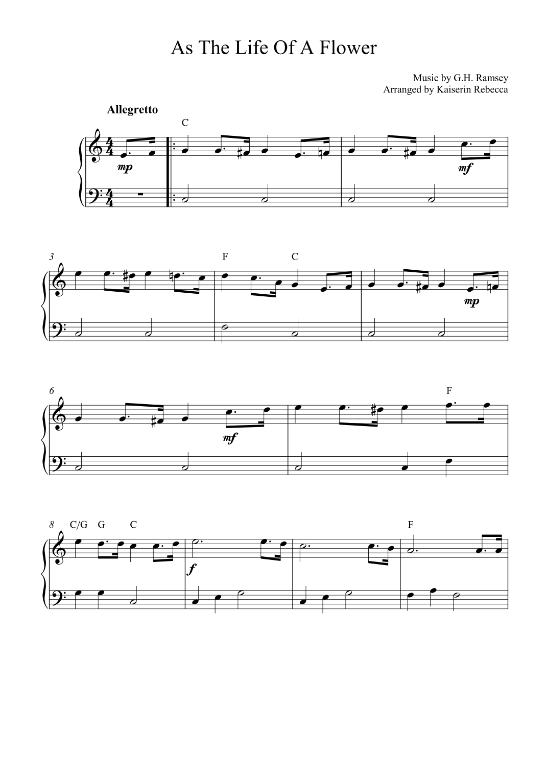 As the Life of a Flower (arr. Kaiserin Rebecca)
