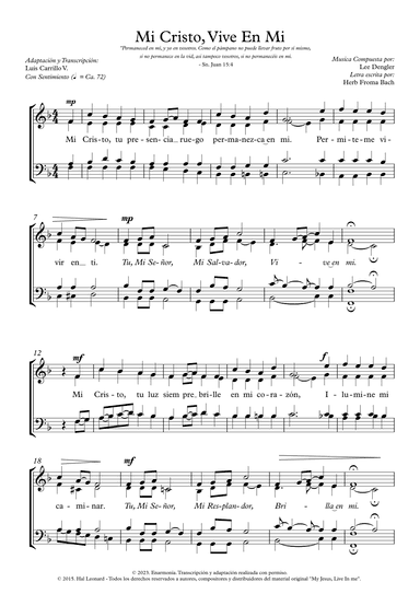 My Jesus, Live In Me (arr. Luis Carrillo V.)