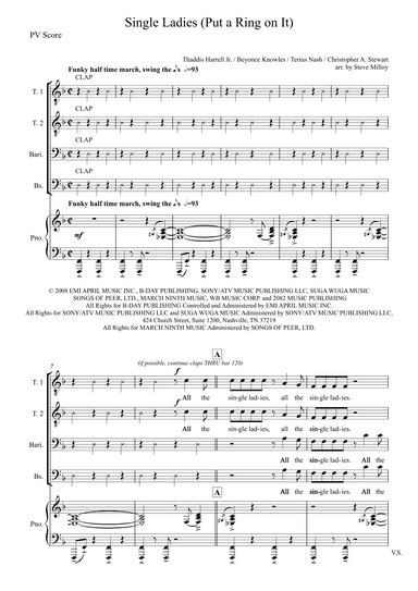 Single Ladies (Put A Ring On It) (arr. Steve Milloy)
