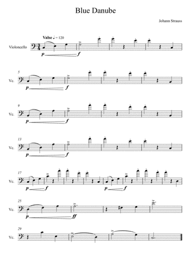 Johann Strauss - Blue Danube (Violoncello Solo) Easy Version (arr. André Laitano)