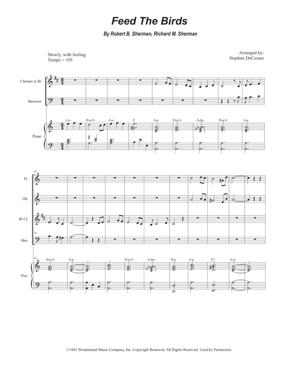 Feed The Birds (tuppence A Bag) (arr. Stephen DeCesare)