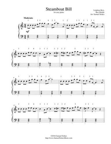 Steamboat Bill - for easy piano (arr. Samuel Stokes)