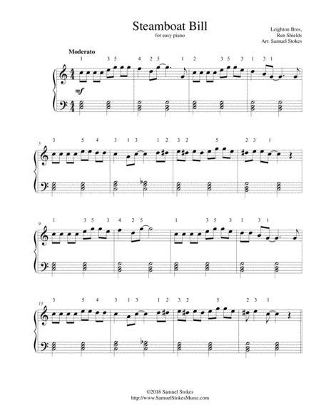 Steamboat Bill - for easy piano (arr. Samuel Stokes)