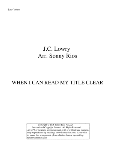 WHEN I CAN READ MY TITLE CLEAR (arr. Sonny Rios)