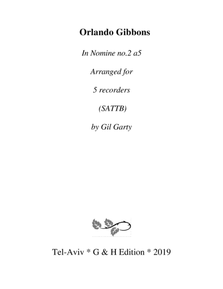 In Nomine no.2 a5 (arrangement for 5 recorders) (arr. Gil Garty)