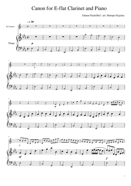 Pachelbel : Canon (for Eb Clarinet and Piano) (arr. Shimpei Kojima)