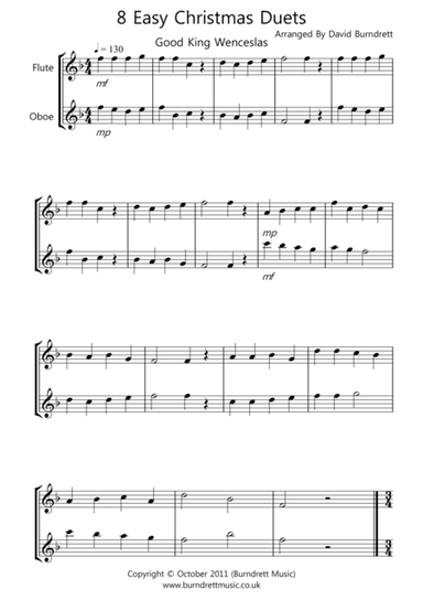 8 Easy Christmas Duets for Flute And Oboe (arr. David Burndrett)