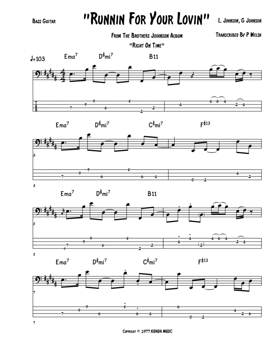 Runnin' For Your Lovin' (arr. Accubass)